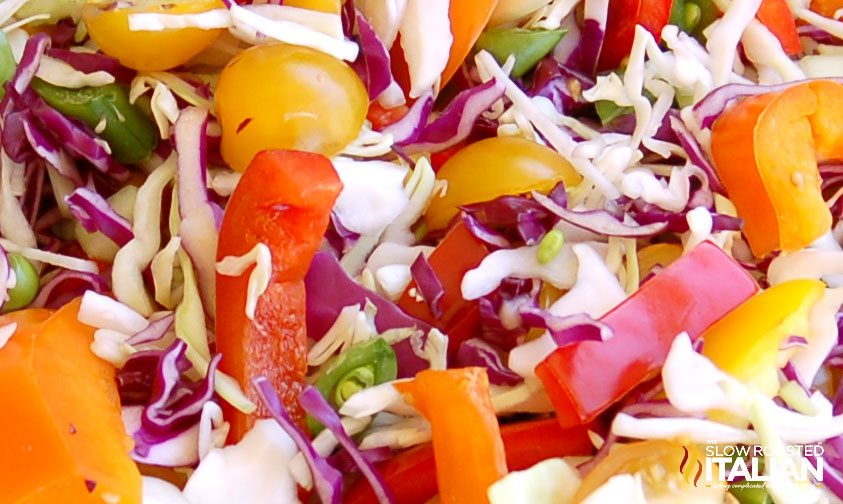 homemade coleslaw, close up