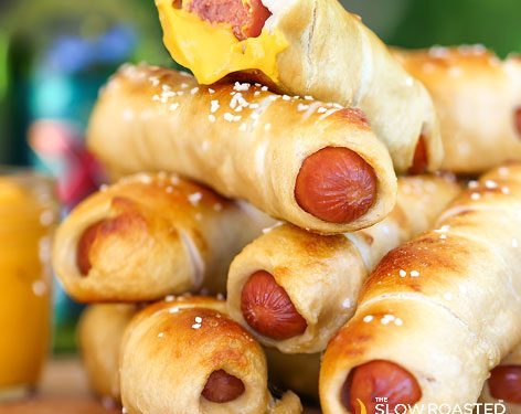 Biscuit Pretzel Bites with Hot Dogs and Nacho Cheese Dipping Sauce