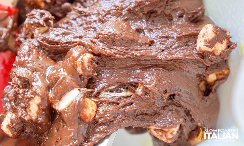 hot cocoa fudge mixture up close