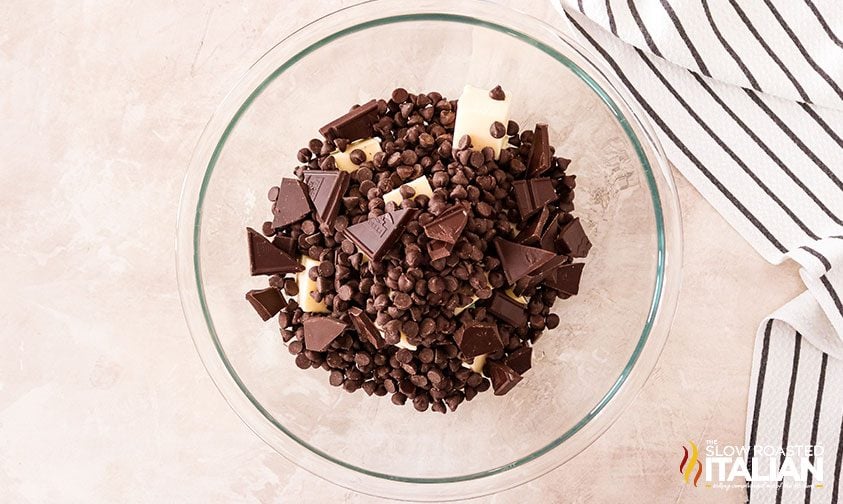 butter and chocolate in clear bowl