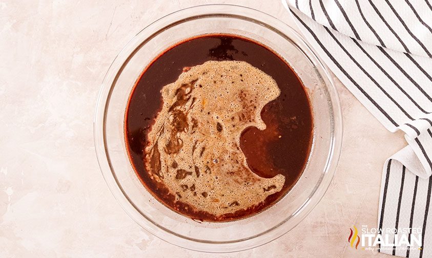 melted chocolate and butter in bowl