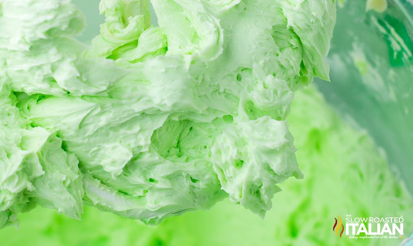 close up: fluffy green mint buttercream