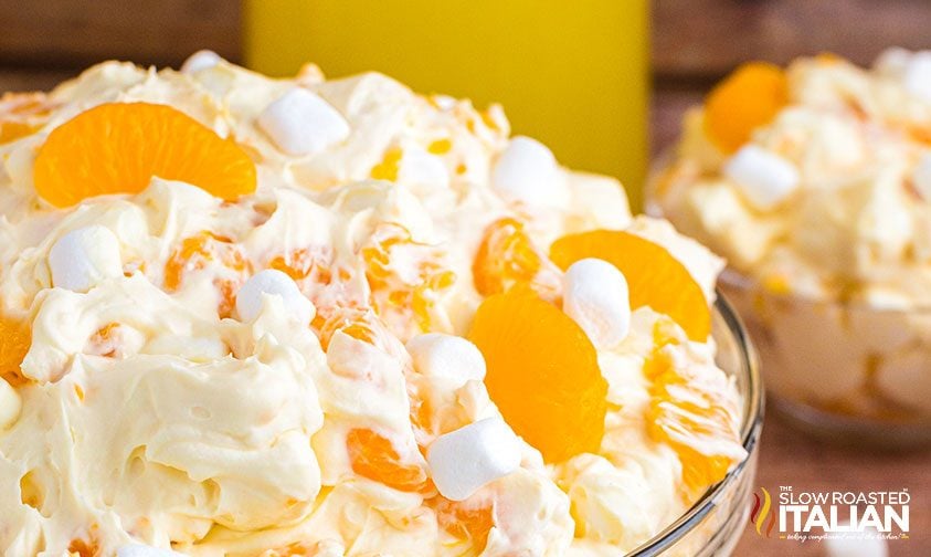 fluffy orange dreamsicle salad with mini marshmallows