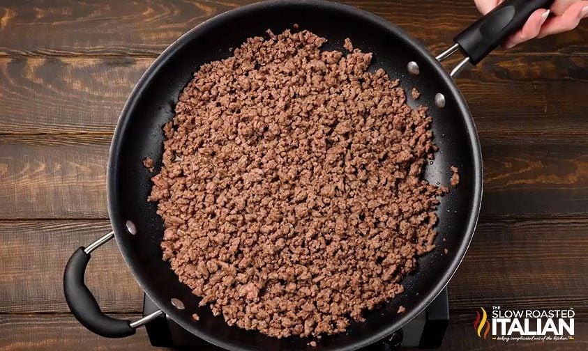 cooking ground beef in skillet