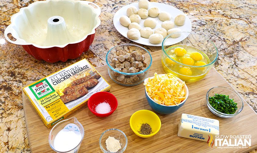 chicken sausage and monkey bread ingredients