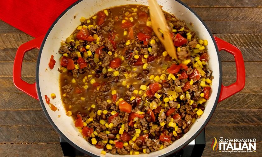 making tex mex casserole recipe in dutch oven