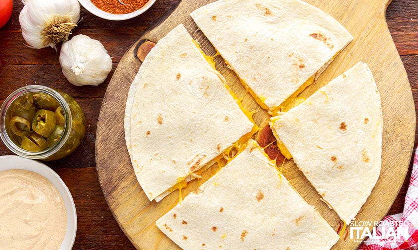 taco bell chicken quesadilla cut into 4 pieces