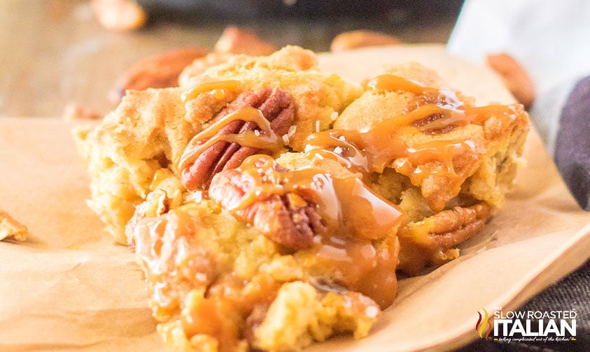 caramel pecan cookies on parchment