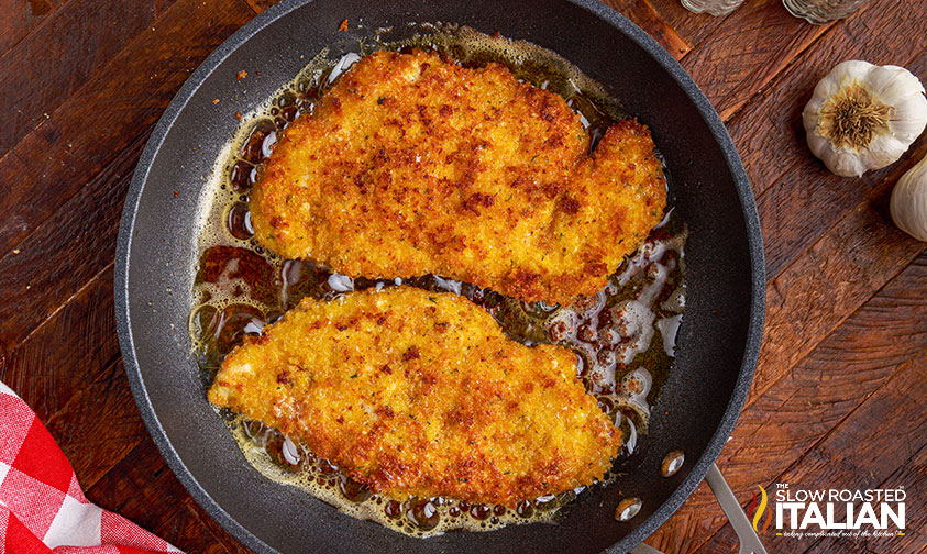 frying chicken cutlets in skillet