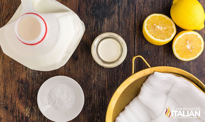 homemade ricotta ingredients.