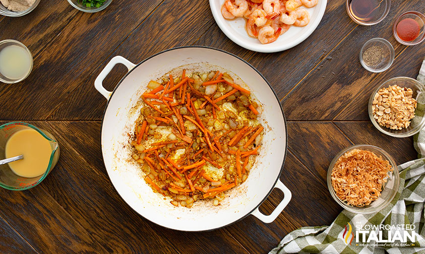 sauteing onion, garlic and carrots