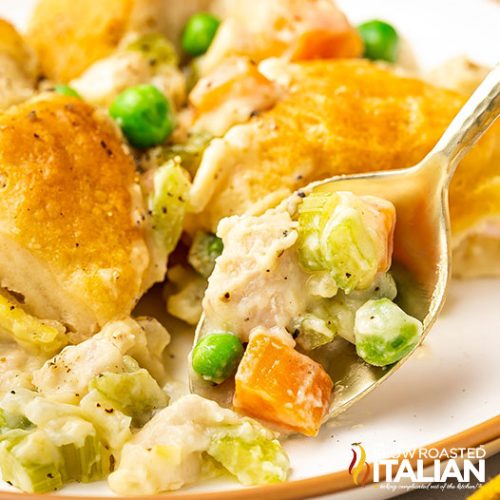 Easy Chicken Pot Pie Casserole Recipe With Biscuit Top - The Slow ...