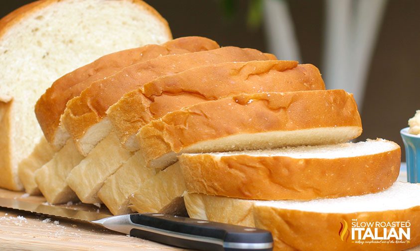 sliced loaf of amish white bread