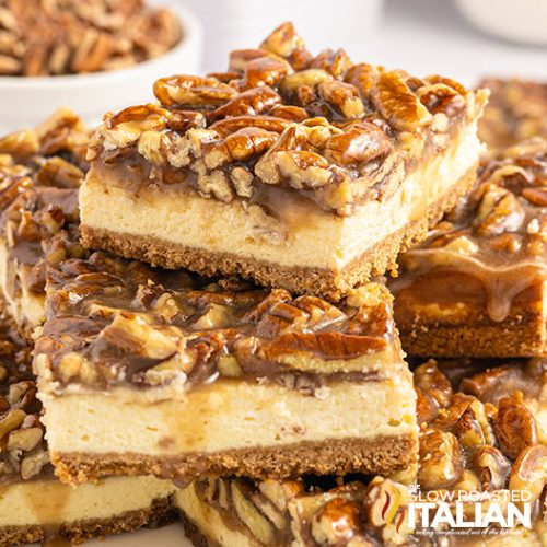 Pecan Pie Cheesecake Bars Recipe (20 Minute Prep) - The Slow Roasted ...