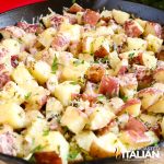 closeup of skillet potatoes