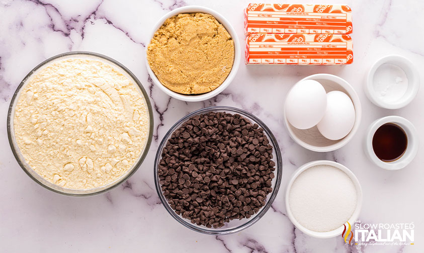 ingredients for chocolate chip cookie cake recipe
