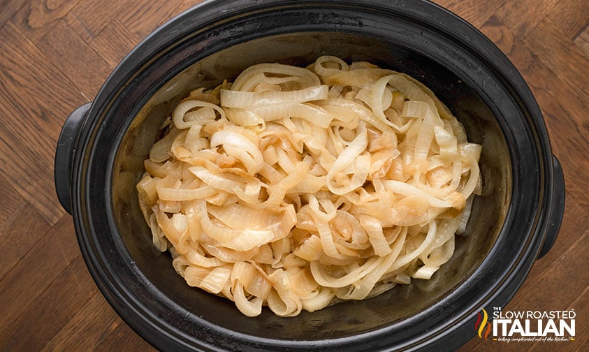 reduced onions in the slow cooker