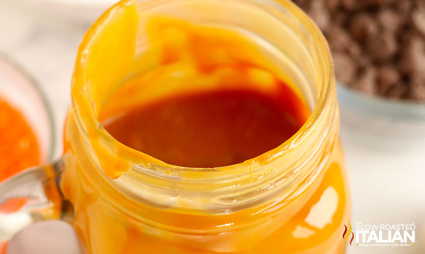 melted orange candy for dipping tigger tails