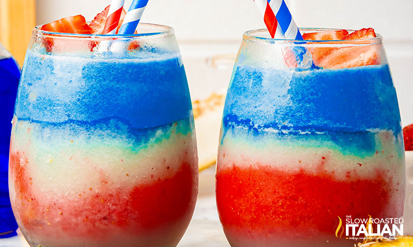 2 red white and blue frozen daiquiris