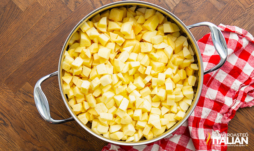 chopped apples in a large pot