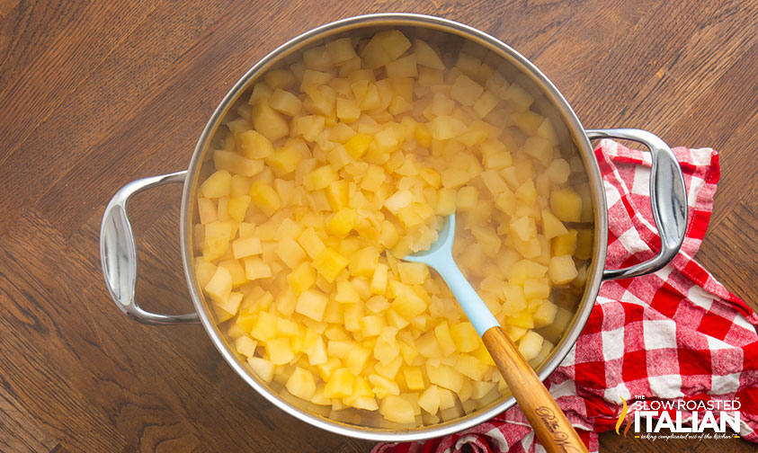 cooked apples in a large pot