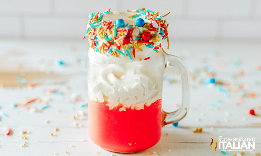 white layer of a freakshake in glass