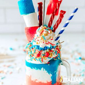 close of freakshake in a glass