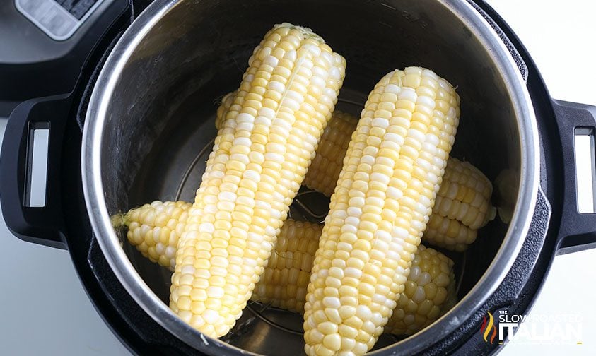 ears of corn stacked in instant pot