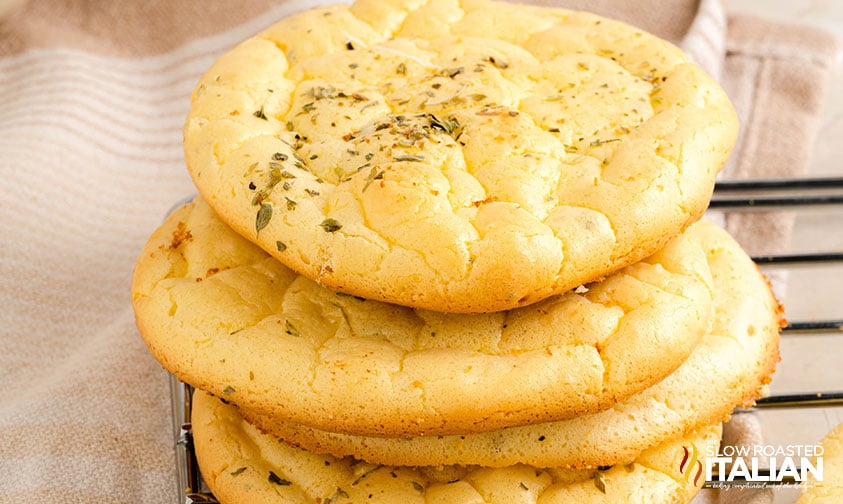4 stacked pieces of 3 ingredient cloud bread