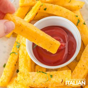 closeup of polenta fries recipe