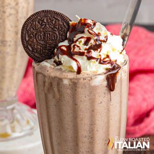 closeup of oreo milkshake