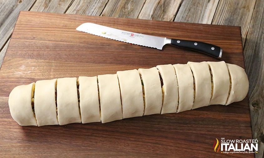 rolled and sliced dough for breakfast sausage pinwheels
