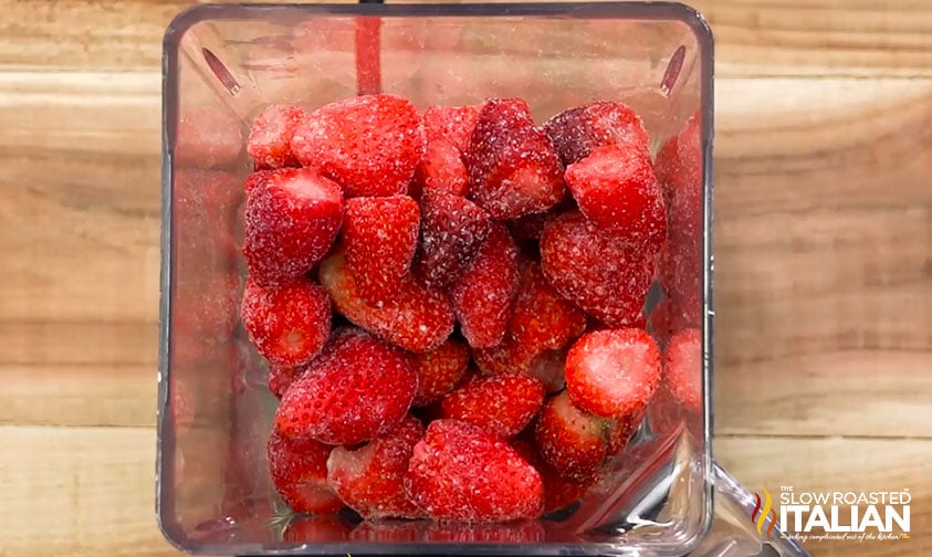 frozen strawberries in the blender