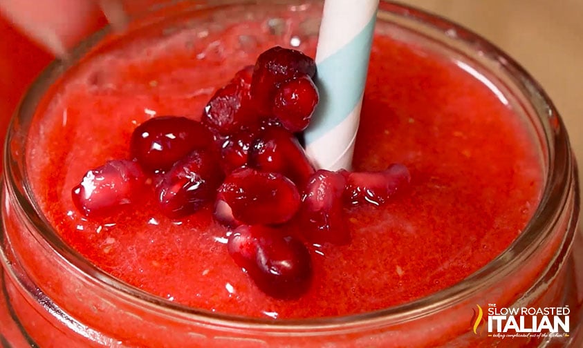 closeup of pomegranate smoothie