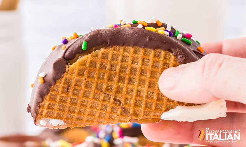 hand holding a homemade choco taco