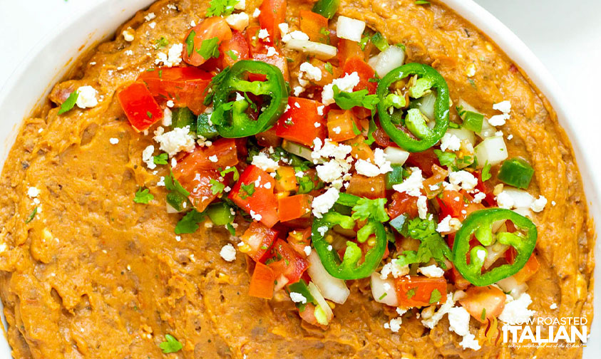 top view of refried bean casserole