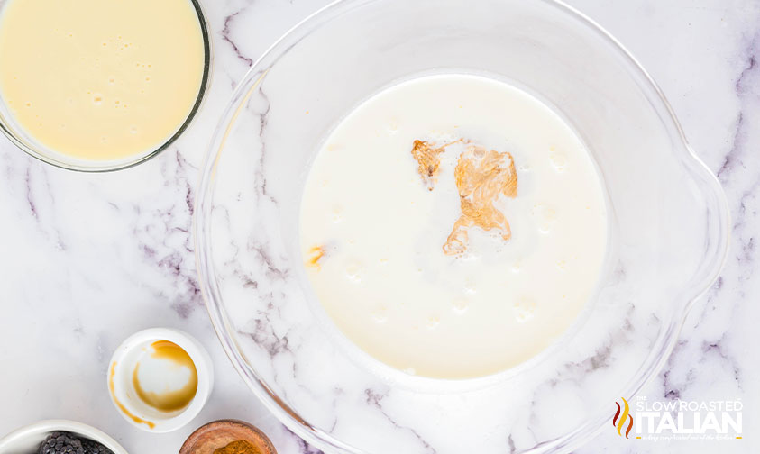 cream and vanilla in a large mixing bowl