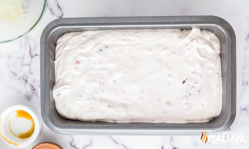 ice cream mixture in a 9x5 loaf pan