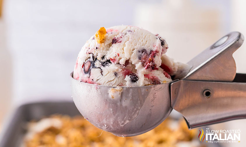 scoop of no churn triple berry ice cream