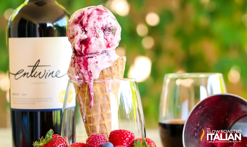 wine ice cream in a cone