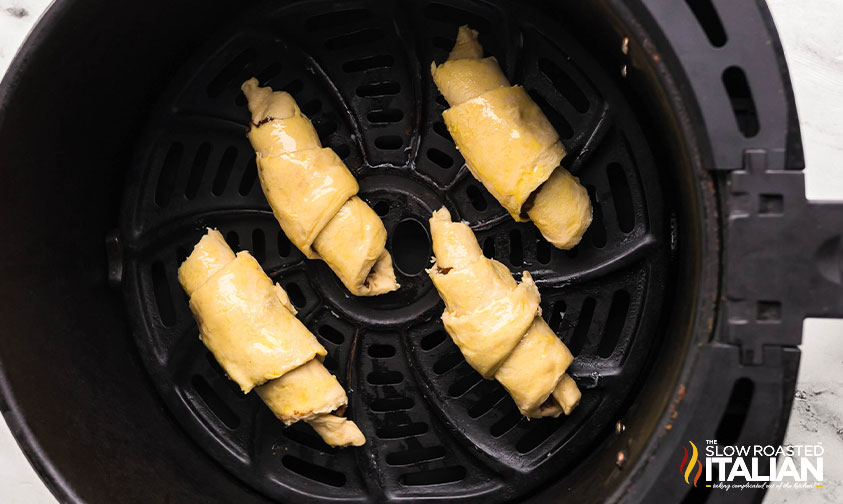 nutella croissants in air fryer basket