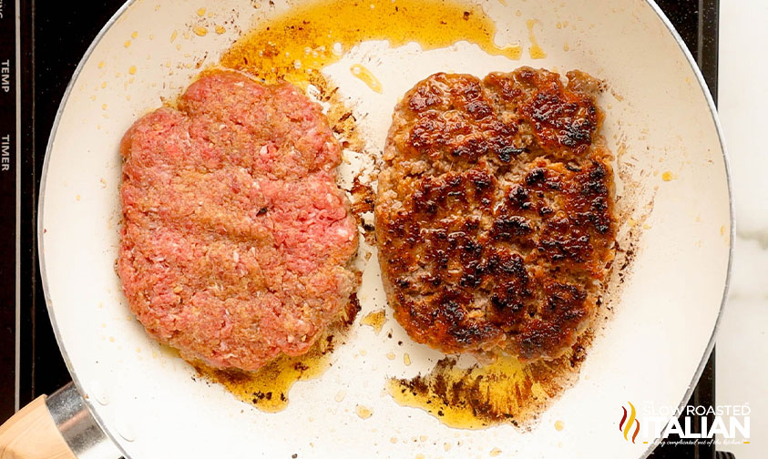 meatloaf cooked in a skillet