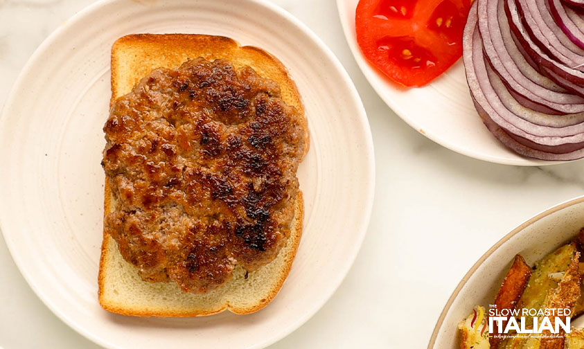 fried meatloaf on toasted bread