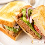 sliced meatloaf sandwich on a plate