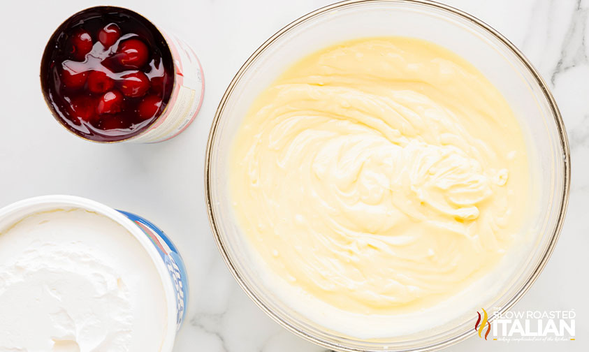 pudding in a large mixing bowl