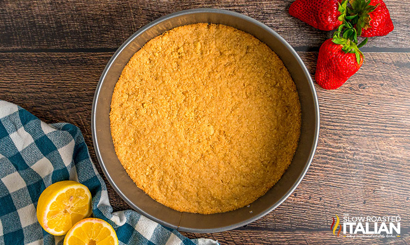 crust for olive garden cheesecake pressed in a springform pan