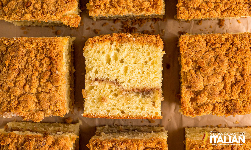 sliced starbucks cinnamon coffee cake