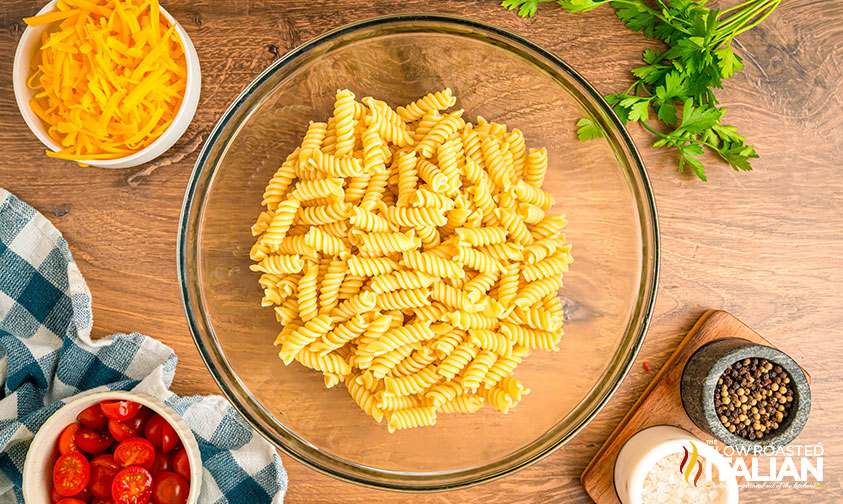 cooked pasta in a bowl