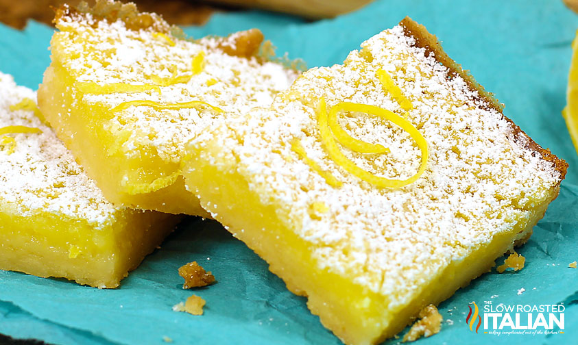 closeup of best lemon bar recipe