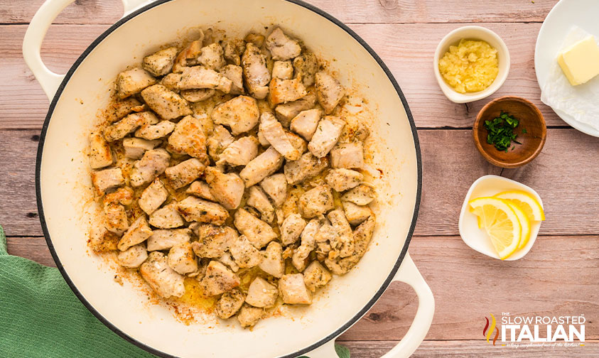 cooked chicken in a large skillet